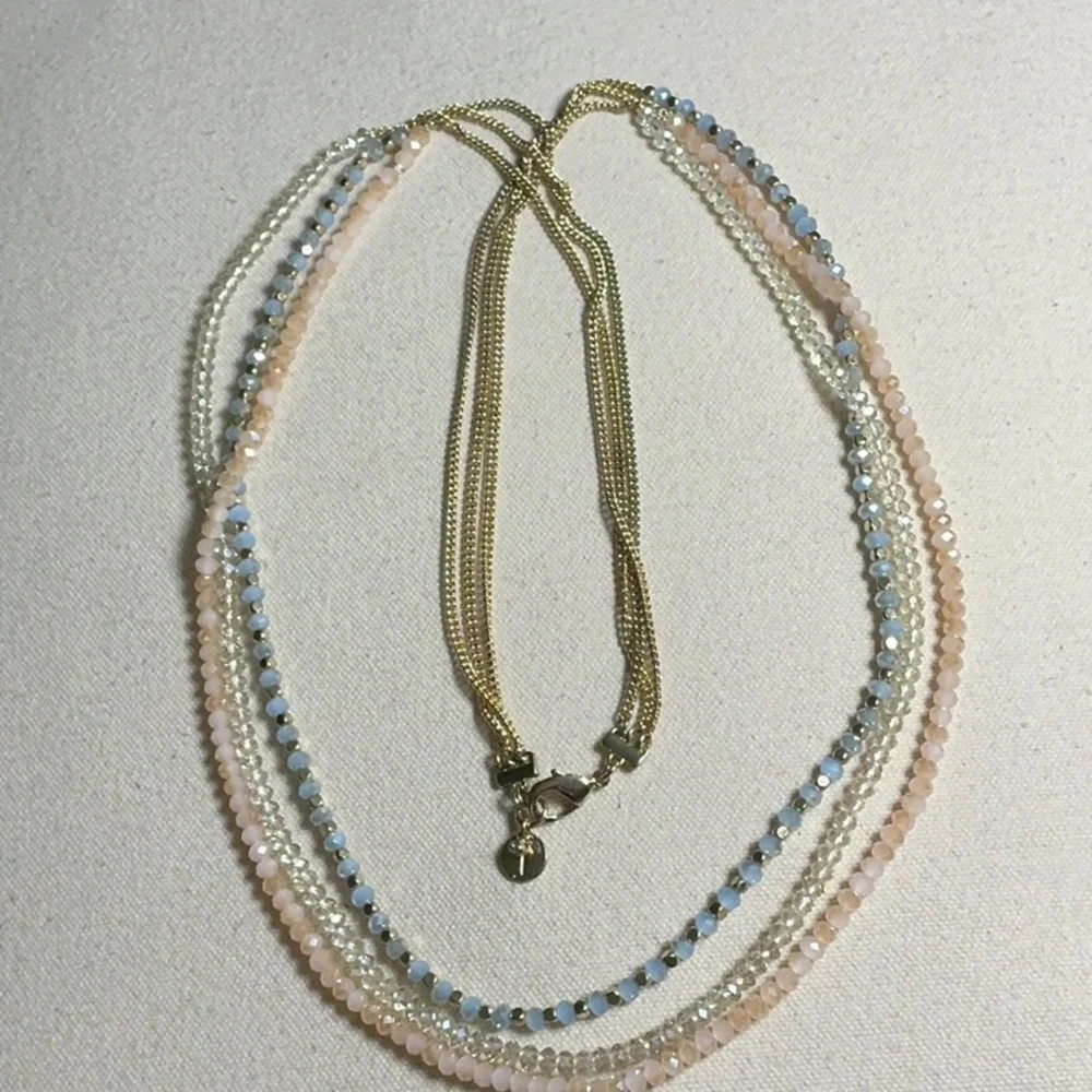 Talbots Multi-Strand Gold Tone Faceted Crystal Necklace 30.5” EUC - Picture 6 of 6